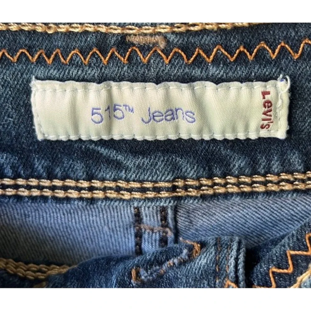 Levis 515 Womens Bermuda Shorts Dark Wash Denim Stretch Flap Pocket Size 14